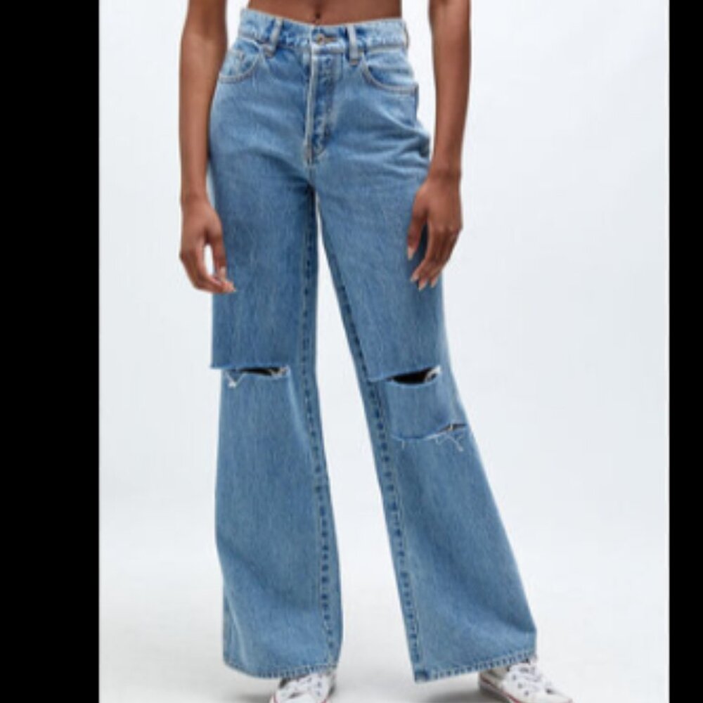 Pacsun High Waist Eco Distressed Baggy Button Fly Jeans Size 27